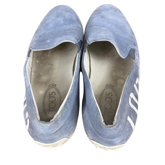 Tods Mens Blue Suede Spell Out Logo Espadrille Loafers Slip On Shoes sz 10.5 main image 10